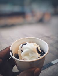 Close-up of ice cream in bowl