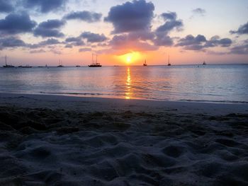 Scenic view of sea during sunset