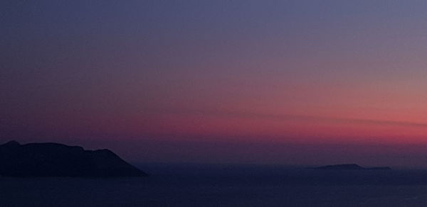 Scenic view of sea against sky at sunset