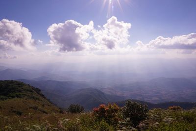 Scenic view of mountains against sky