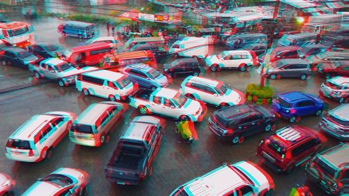 High angle view of traffic on road