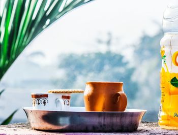 Close-up of food against sky