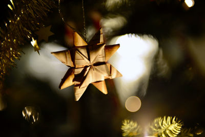 Close-up of illuminated christmas tree