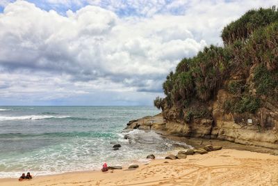 Scenic view of beach against sky