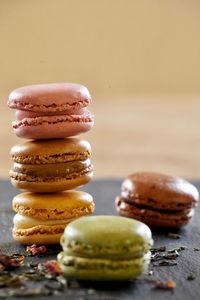 Close-up of macaroons on table