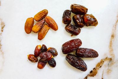 High angle view of fruits against white background