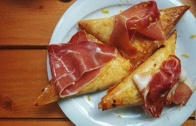 Close-up of breakfast served in plate