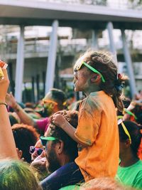 High angle view of people in sunglasses