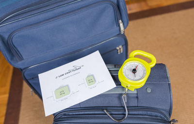High angle view of man using laptop on table