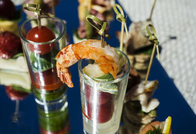 Close-up of canape in glass
