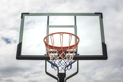 Low angle view of basketball hoop against sky