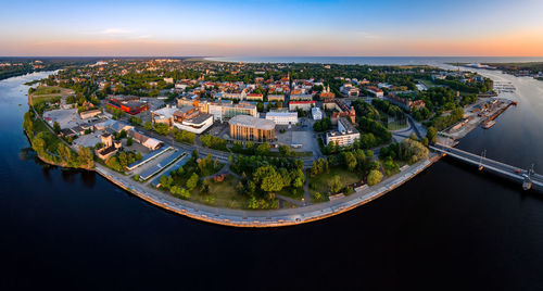 Aerial view of city waterfront