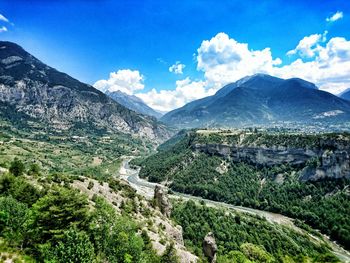 Scenic view of mountains against sky