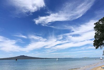 View of calm blue sea against sky