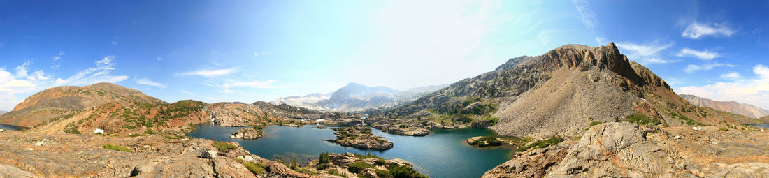 Panoramic view of rocks and mountains against sky