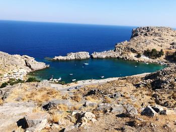 Scenic view of sea against clear sky