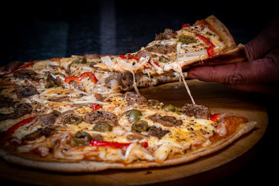 Close-up of pizza on table