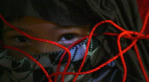 Close-up of red girl