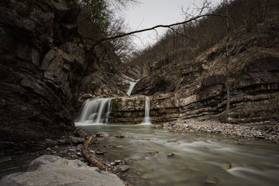 Scenic view of waterfall in forest