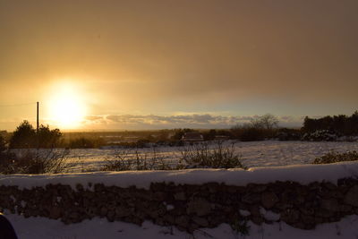 Scenic view of landscape against sky during sunset