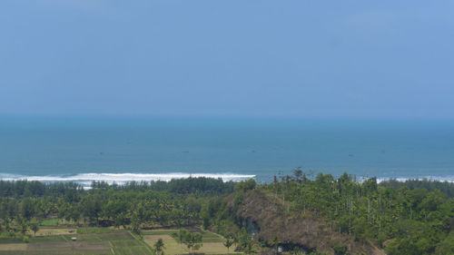 Scenic view of sea against clear sky