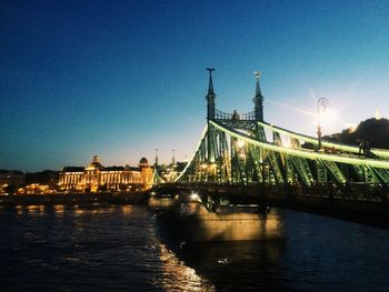 View of bridge over river in city