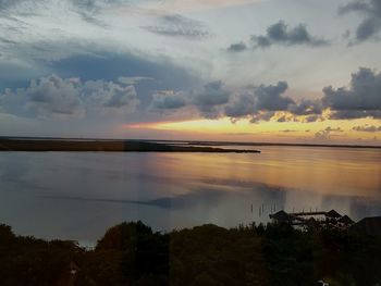 Scenic view of calm sea at sunset