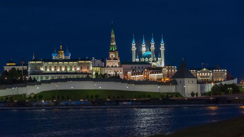 Kazan, russia -  state historical, architectural and art museum-reserve kazan kremlin view at nigh