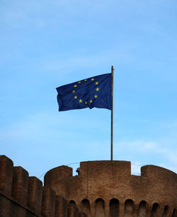 Big european flag on the tower in rome italy