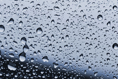 Full frame shot of raindrops on window