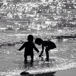 Boy playing in water