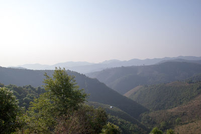 Scenic view of mountains against clear sky