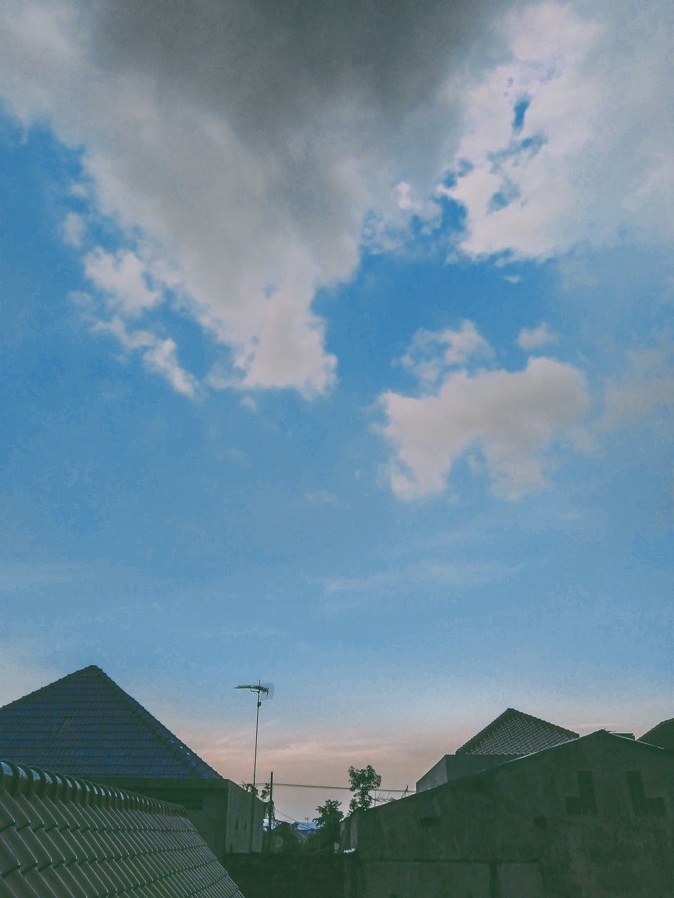 LOW ANGLE VIEW OF HOUSES AGAINST SKY