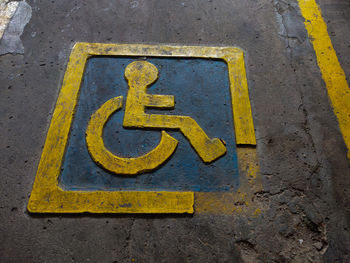 Disability sign on the ground of car park