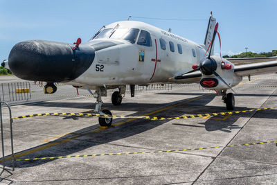 P-95a maritime patrol plane stopped at the brazilian air force base in the city of salvador, bahia.