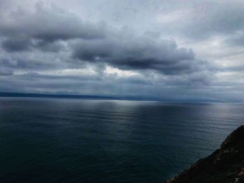 Scenic view of sea against cloudy sky