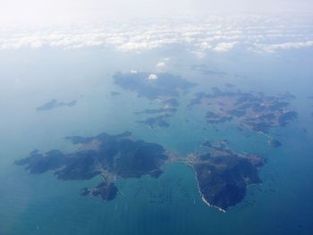 Aerial view of fish swimming in sea