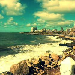 View of sea against cloudy sky
