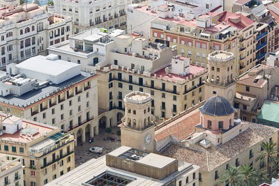 High angle view of residential buildings