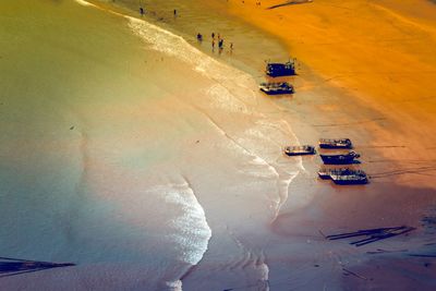 High angle view of car on sand