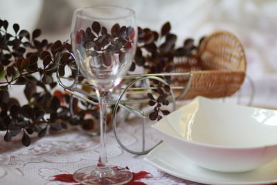 Close-up of ice cream in plate on table