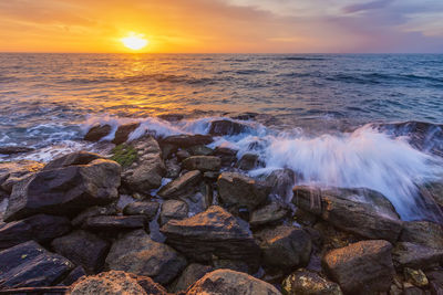 Scenic view of sea during sunset