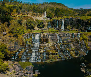 Scenic view of river flowing through rocks