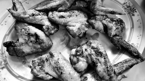 High angle view of food served in plate