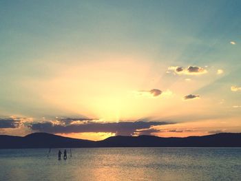 Scenic view of mountains at sunset