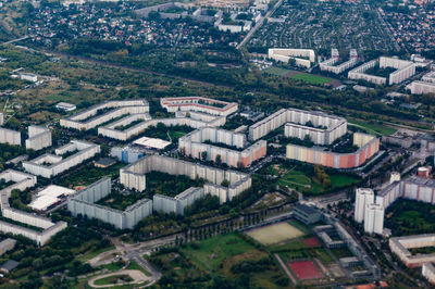 High angle view of residential district