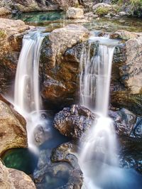 Water of river brittle in trail known as fairy pools. bellow mountains of glenbrittle on scotland