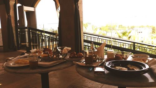 Table and chairs in balcony