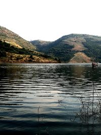 Scenic view of lake against clear sky