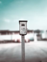 Close-up of gas station pin stand